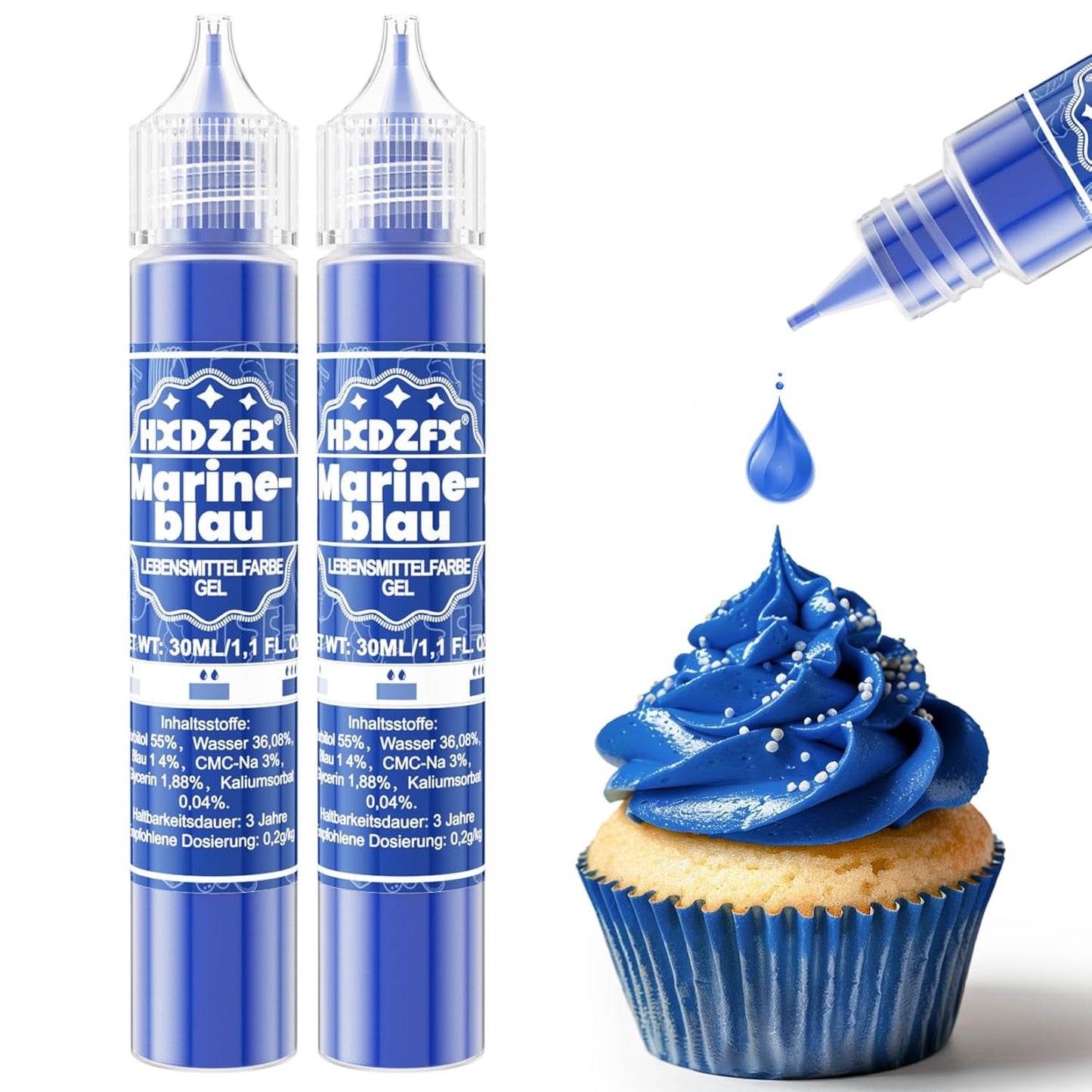 Gelvoedselkleuring - HXDZFX 2×30ml, suikervrije voedselkleuring, sterk geconcentreerd, voor het versieren van taarten, witte fondant, bitterkoekjes, koekjes, bakken, paaseieren, slijm (druivenpaars)