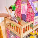 KidKraft Kayla houten poppenhuis met meubels en accessoires, 3-laags speelset voor pop van 30 cm, speelgoed voor kinderen vanaf 3 jaar, 65092 - Exclusief op Amazon