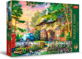 Trefl Premium plus Kwaliteit - Puzzel Tea Time: Huizen Stoney Lane - 1000 stukjes, Serie nostalgisch geschilderde afbeeldingen, Ideale combinatie van stukjes, Voor volwassenen en kinderen vanaf 12 jaar Puzzel Naty Shop Standaard titel