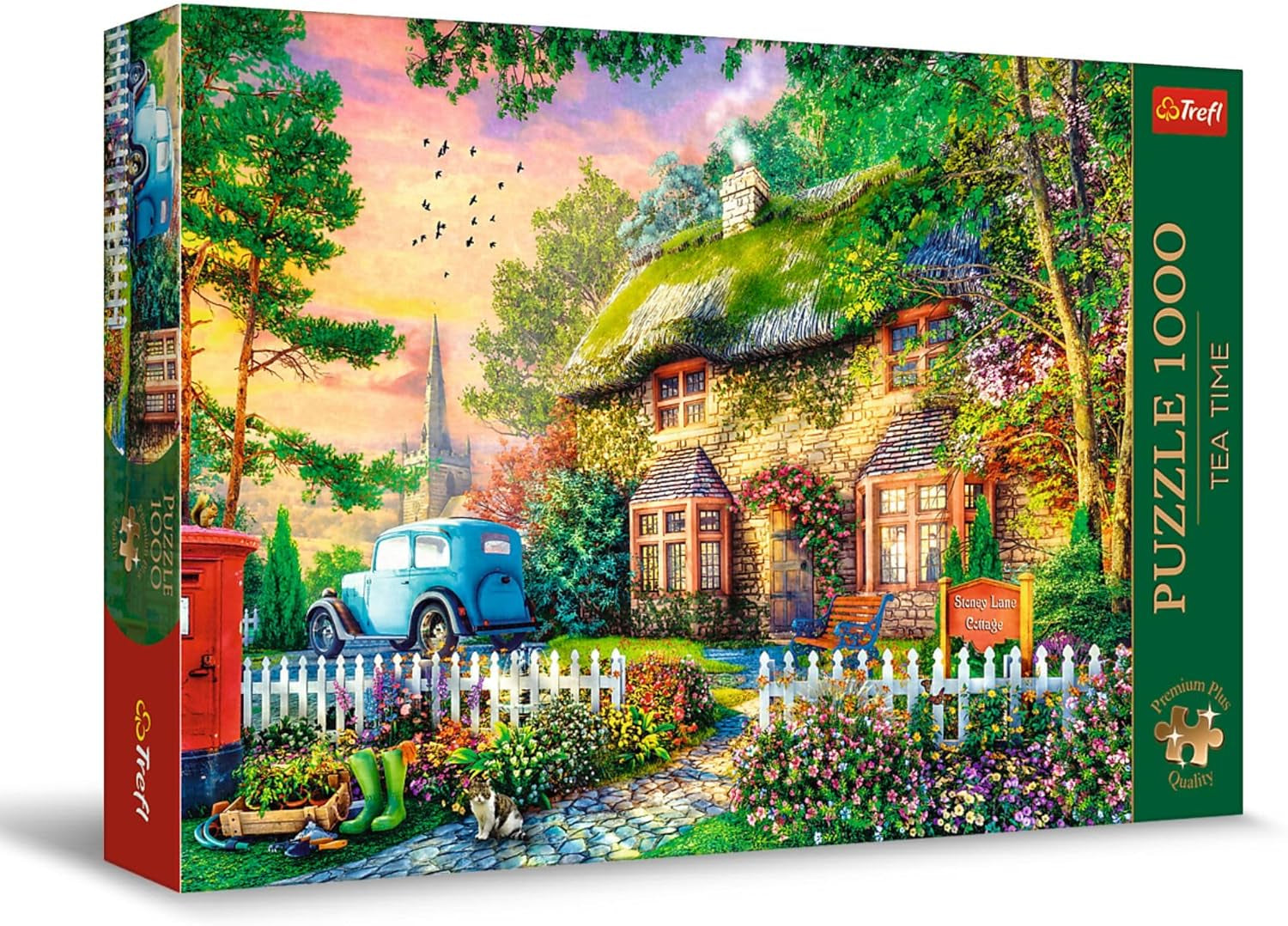 Trefl Premium plus Kwaliteit - Puzzel Tea Time: Huizen Stoney Lane - 1000 stukjes, Serie nostalgisch geschilderde afbeeldingen, Ideale combinatie van stukjes, Voor volwassenen en kinderen vanaf 12 jaar Puzzel Naty Shop Standaard titel