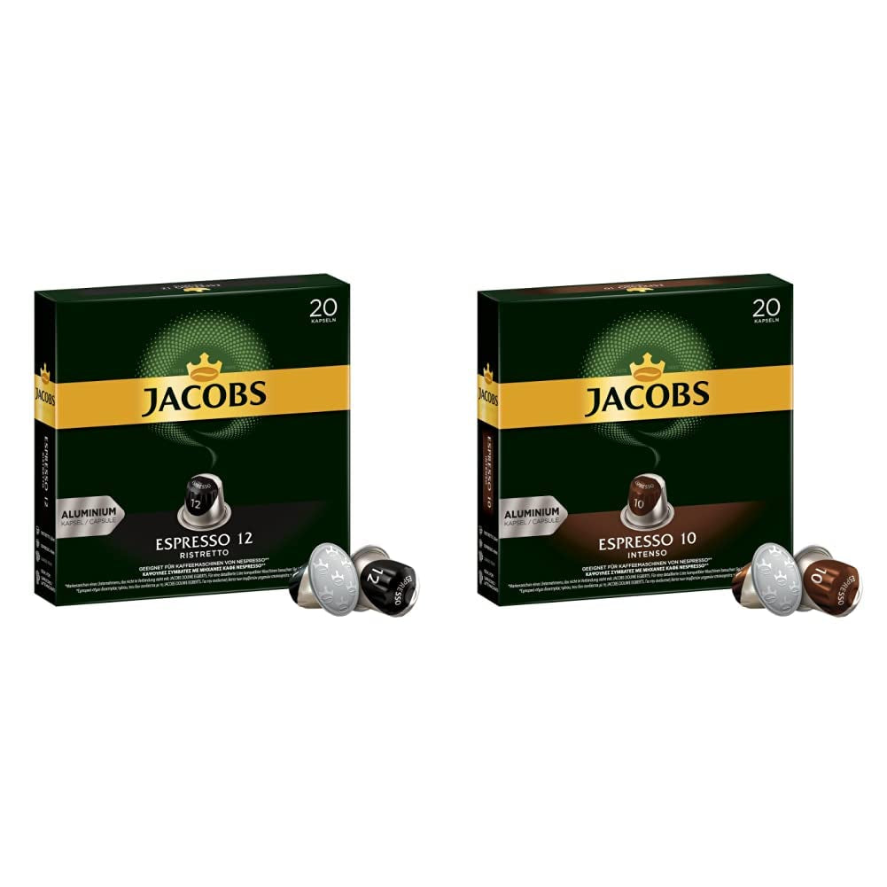 Kaffeekapseln Espresso Ristretto, Intensität 12 van 12, 10 x 20 Getränke & Kaffeekapseln Espresso Intenso, Intensität 10 van 12, 200 Nespresso®* compatibel Kapseln, 10 x 20 Getränke