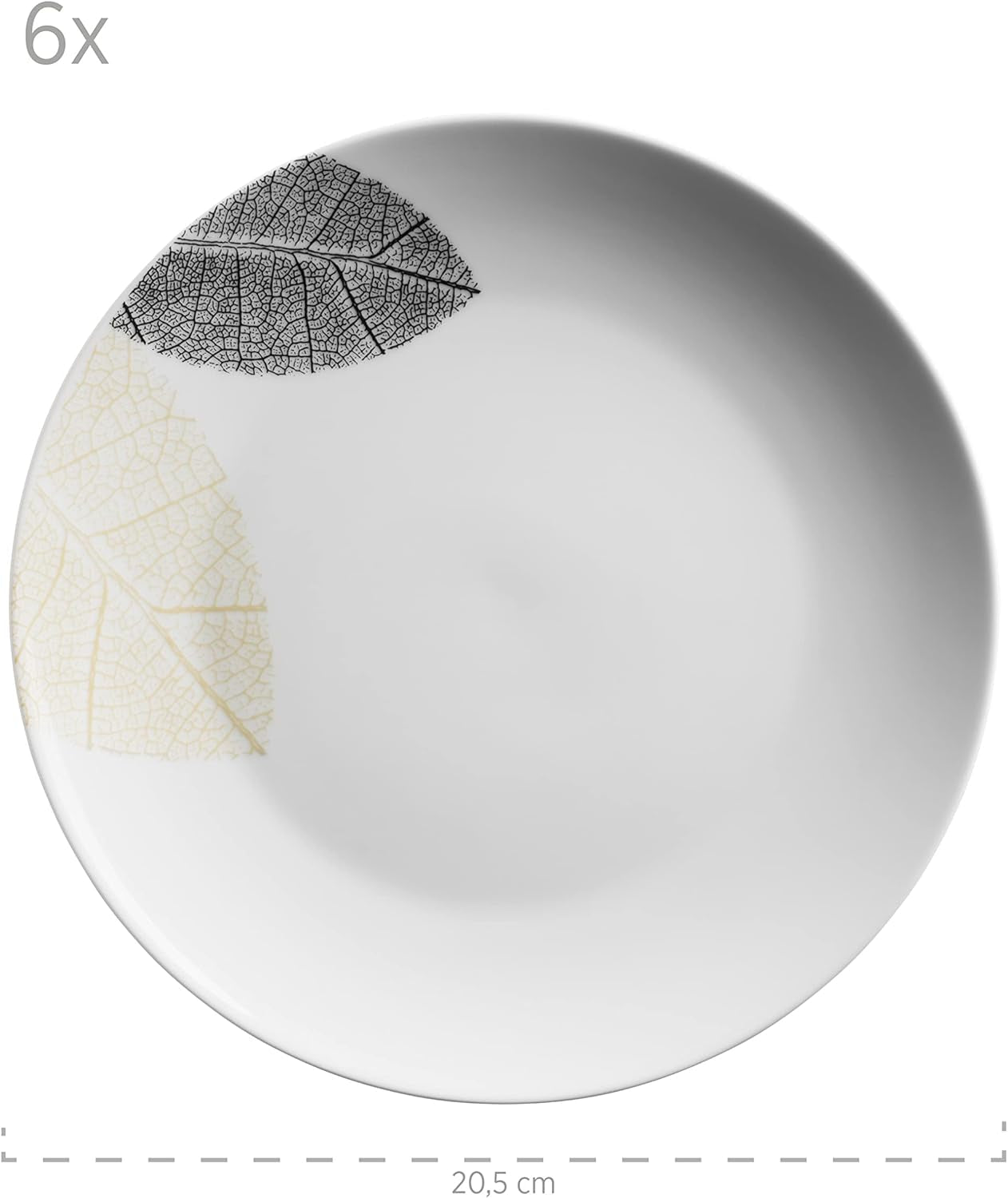 MÄSER 931215 Prachtig gedecoreerd servies voor 6 personen, gecombineerd servies 30-delig, met frameloze vormen, porselein, wit