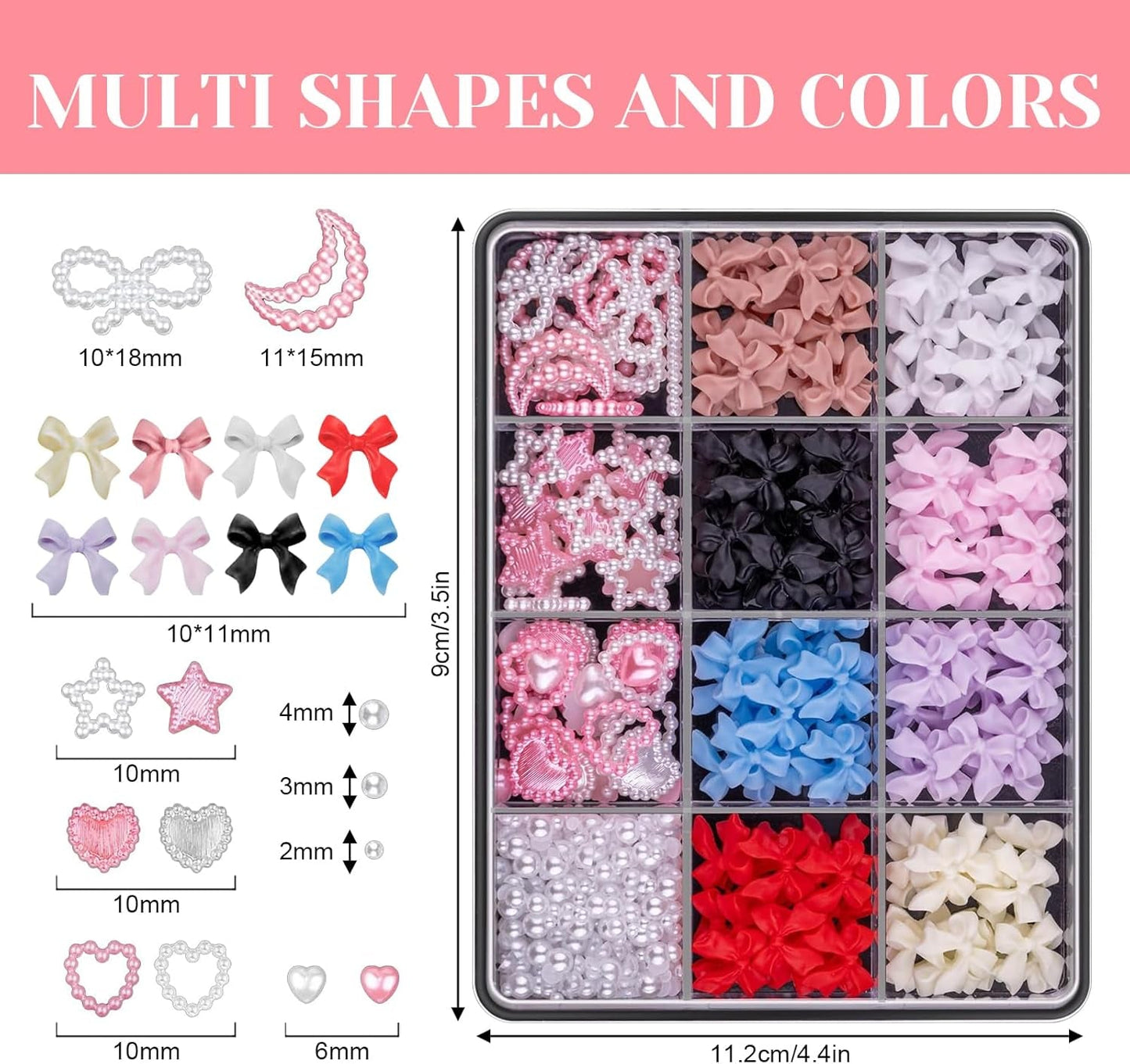 500 stuks 3D-nagelbedel Schleifen Charms Nägel Nail Art Charms Schleife Nagel Charms Nägel Nail Art Schleifen Nageldekorationen Mit Aufnahmewerkzeug Für Frauen en Mädchen Nagel-Diy-Zubehör