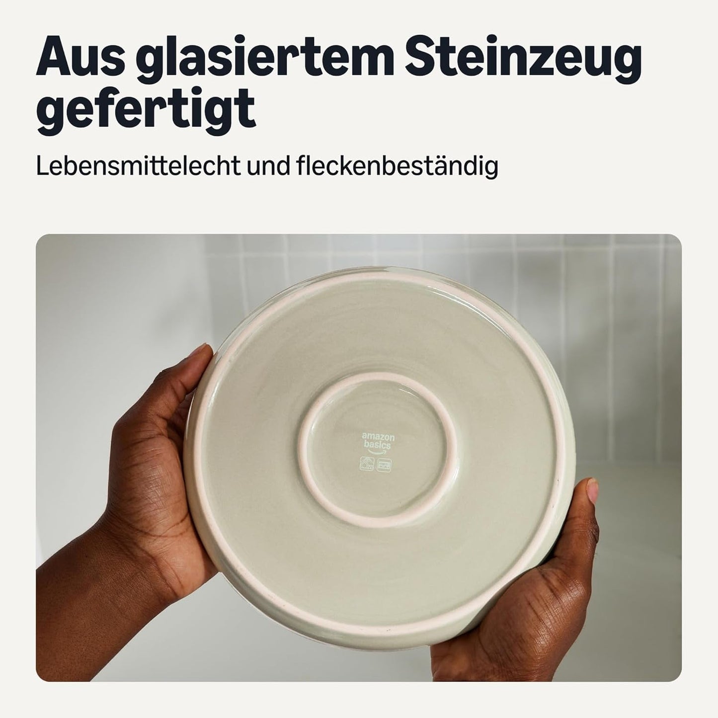 Amazon Basics 18-delige serviesset van geglazuurd steengoed, 6 complete sets, vaatwasmachinebestendig, ivoor