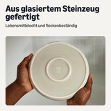 Amazon Basics 18-delige serviesset van geglazuurd steengoed, 6 complete sets, vaatwasmachinebestendig, ivoor