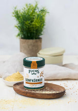 Fuchs Gewürze - Senfkörner gemahlen - für die Zubereitung von Rubs, zum Verfeinern von Suppen und Saucen - natuurlijke ingrediënten - 45 g in wiederverwendbarer, recyclebarer Dosis
