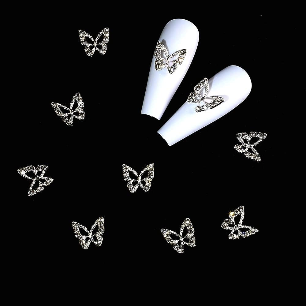 10 stuks Legering Vlinder Nagelbedels Metaal Nagelkunst Hanger Stenen Voor Diamanten Nagels Edelstenen Nagelsieraden Kunstdecoraties Nagelkunst Sieraden maken