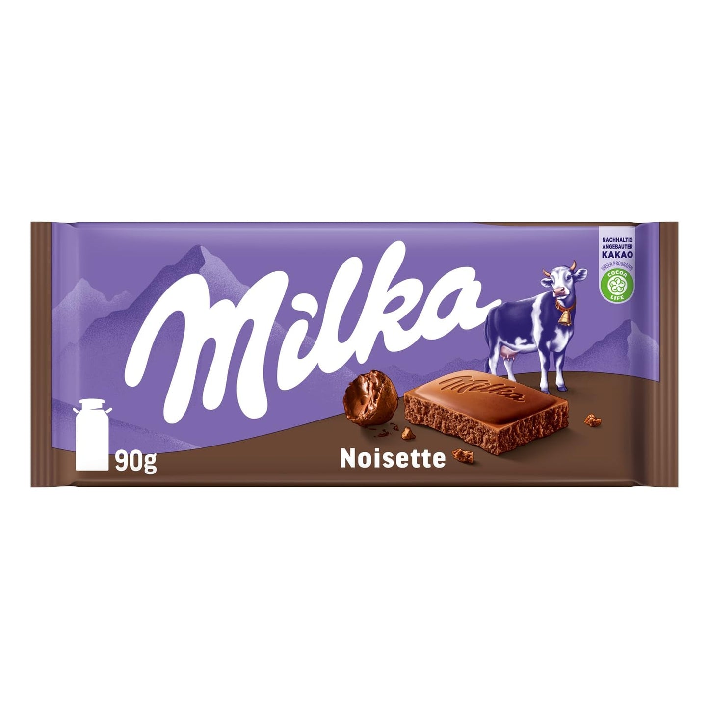 Milka Noisette – Alpenmelkchocolade met delicate en romige hazelnootvulling – 25 x 90 g