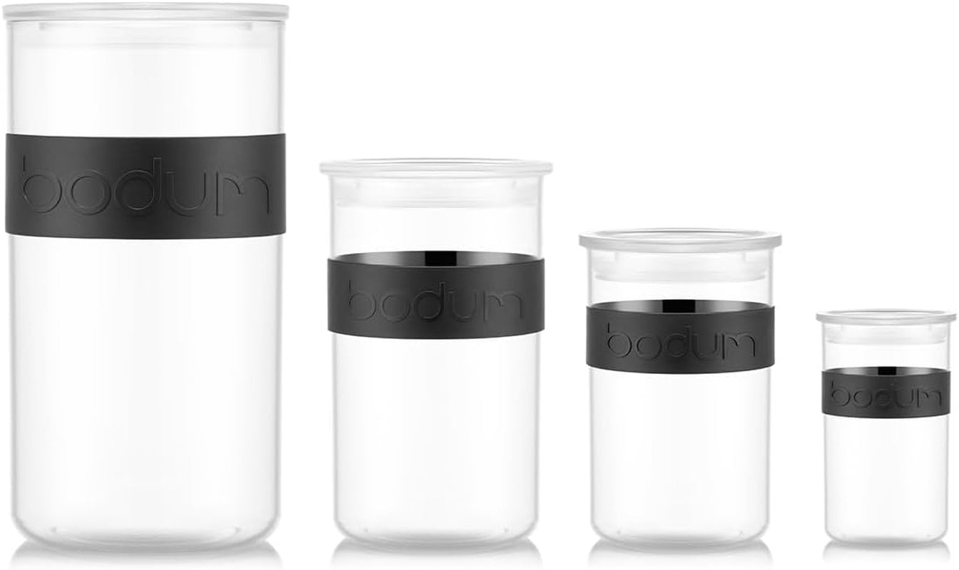 BODUM PRESSO voorraadpotten, kunststof, zwart, 4 x 0,25 l, 3 x 0,6 l, 3 x 1 l, 2 x 2 l Voedselbewaardozen Naty Shop