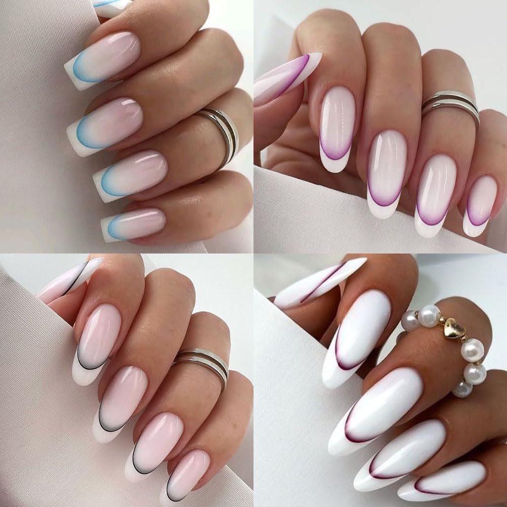 9 kleuren franse nagelstickers franse nagelstickers zelfklevende nagelfolie franse nagels gradiënt stickers franse tip nagelstickers nail art nail design stickers nagel accessoires