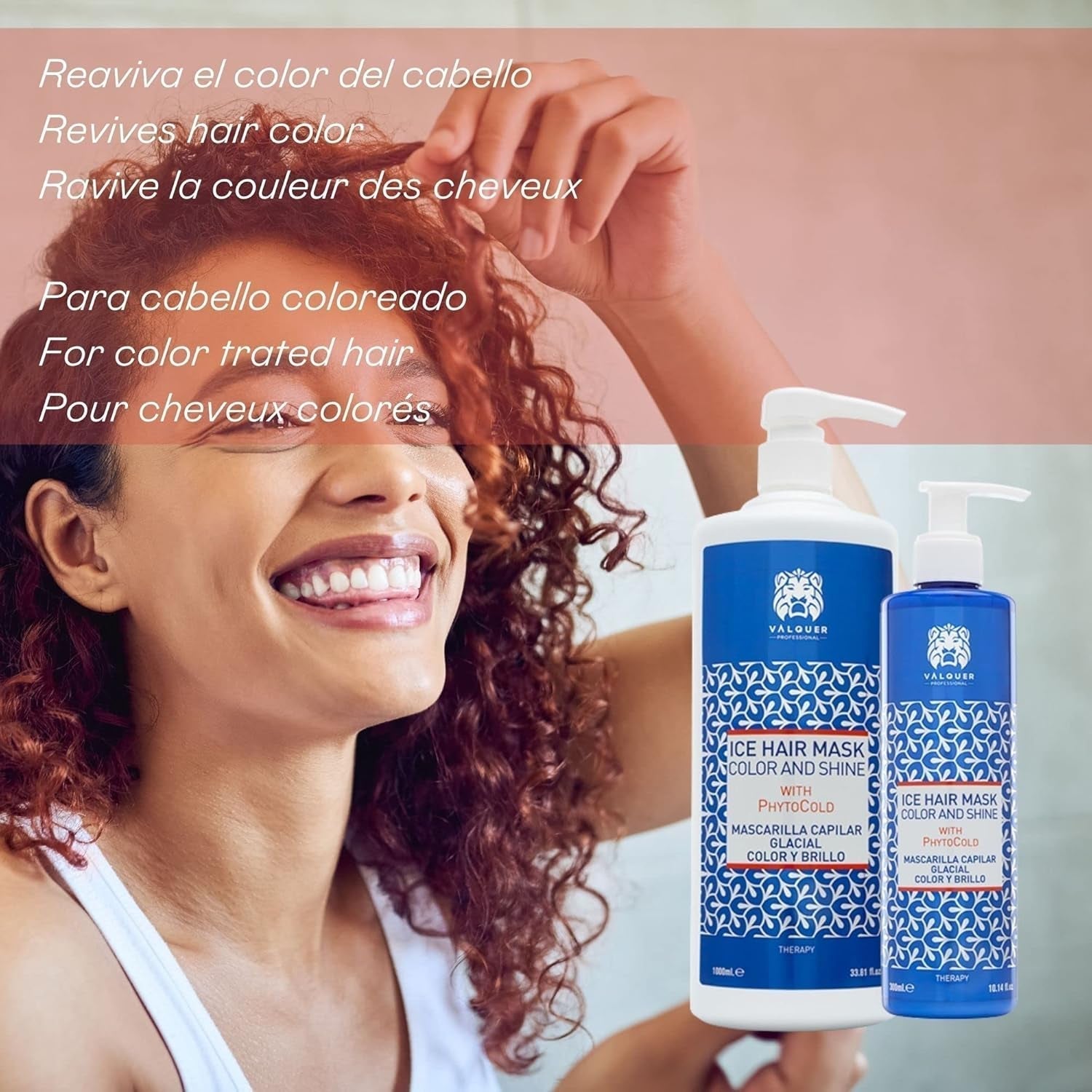 Valquer Profesional Ice Hair Mask Color and Shine - Voor geverfd haar, 1000 ml Haarmasker Naty Shop