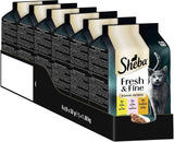 Sheba Portion Pouches Natvoer voor katten, multipack Fresh & Fine in saus met MSC kip en zalm, 6x6x50g - Fijne maaltijden voor katten in saus