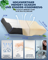 IDEA Kussen, Ergonomisch Orthopedisch Kussen voor Nekpijn, Memory Foam Kussen voor Zij-, Rug- en Buikslapers, Anti-Snurkkussen voor Mannen Vrouwen (62 * 34,5 * 12/8CM) Cervicale Orthopedische Kussens Naty Shop