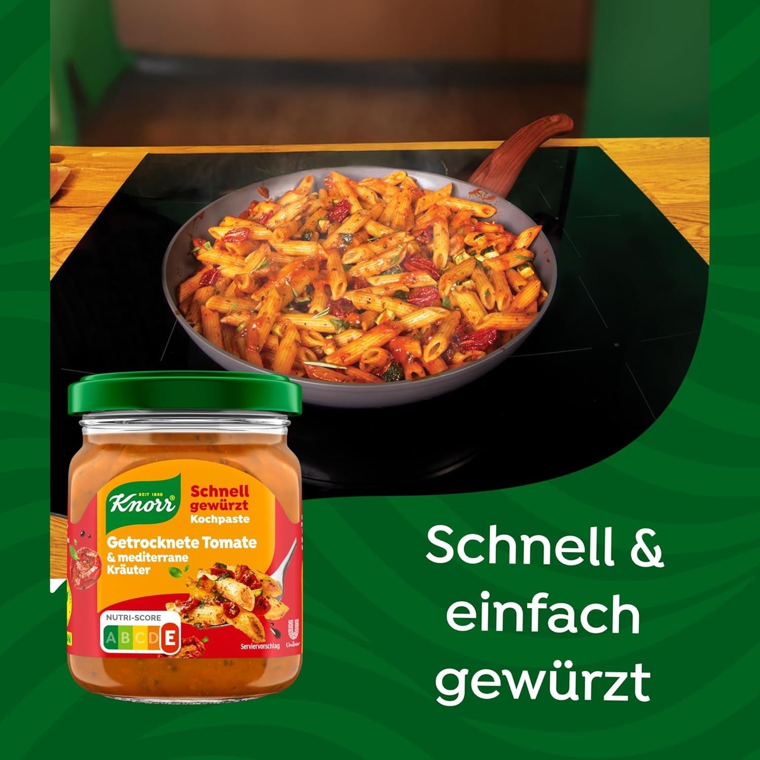 Knorr Schnell gewürzt Kochpaste Getrocknete Tomaat & Mediterrane Kräuter einfach & schnell für einen besons intensiven, geballten Gesmack 165 g