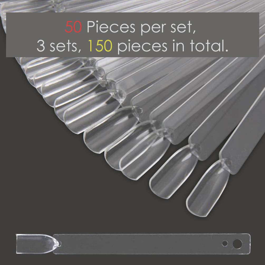 150 Stück Nail Art Tips Ring Stick, transparant Farbe Karte Platten Nagelleck Display Ring Sticks, Nagel Salon Übungen Display Nail Tips
