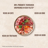 Shelma Katten natvoer Megapack met rundvlees, kalkoen, kip en eend - Volledige graanvrije voeding met hoog vleesaandeel - 40 x 85 g (3,4 kg)