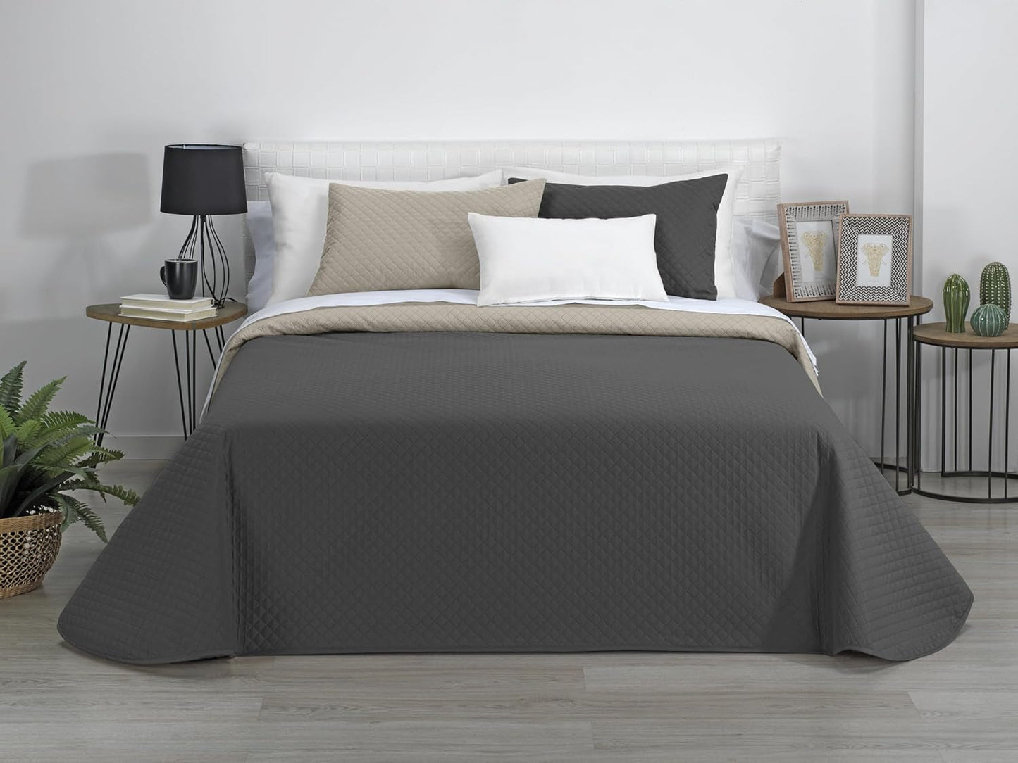 Estoralis | AVA | Omkeerbare boetiekquilt | Voor alle seizoenen | Kleur - Grijs/antraciet | Voor bedmaat 80/90 cm. bed. (180 X 270 Cm. Ancho X Alto) | Gewatteerde quilt Quilts en quilts Naty Shop Standaard titel