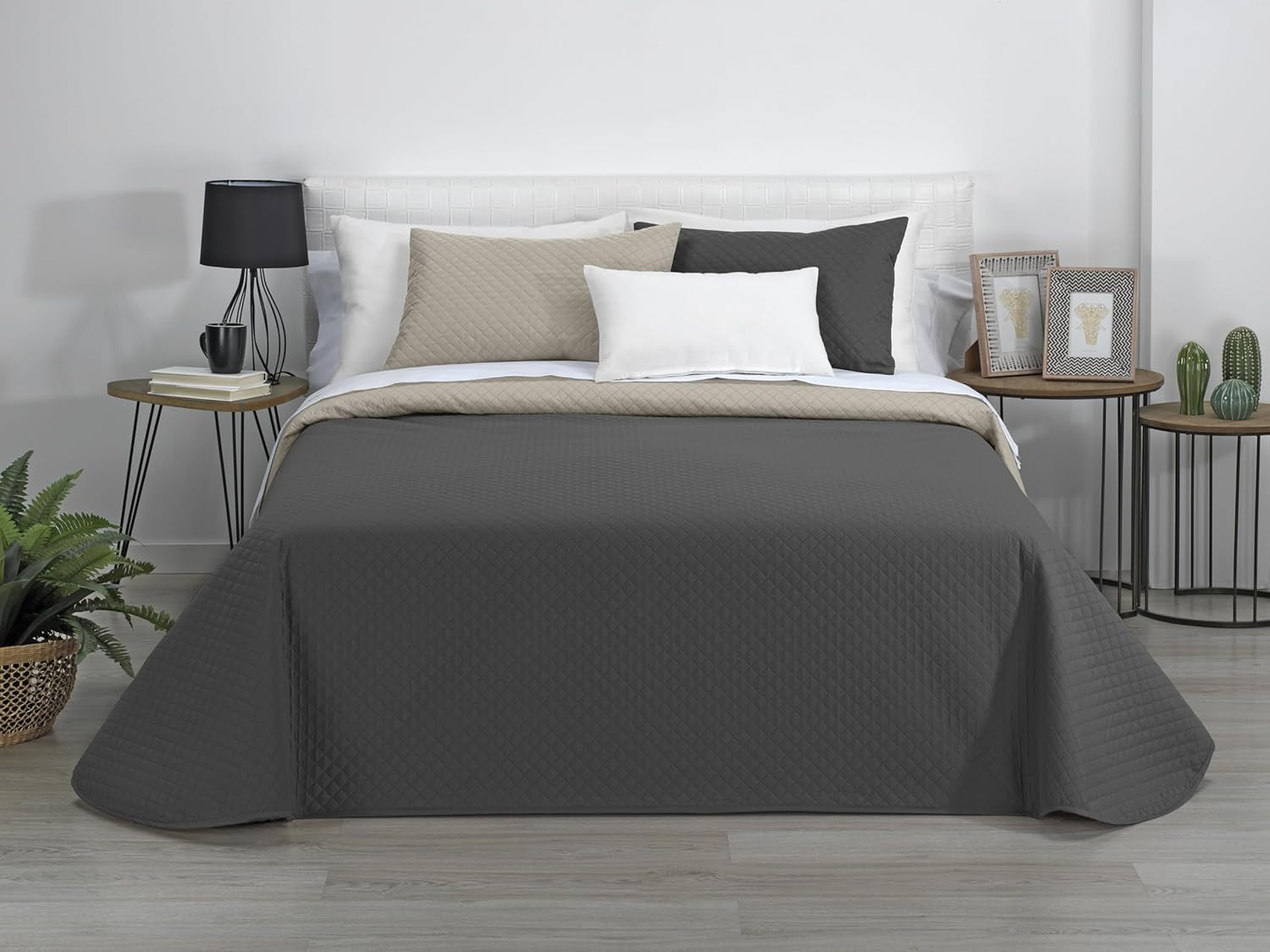 Estoralis | AVA | Omkeerbare boetiekquilt | Voor alle seizoenen | Kleur - Grijs/antraciet | Voor bedmaat 80/90 cm. bed. (180 X 270 Cm. Ancho X Alto) | Gewatteerde quilt Quilts en quilts Naty Shop Standaard titel