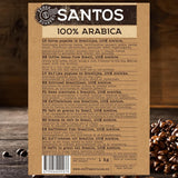 KOFFIECRUISE Santos Kaffeebohnen 1kg - Mittlere Röstung - Aroma Caramel - Für All Kaffeemaschinen - 100% Arabisch