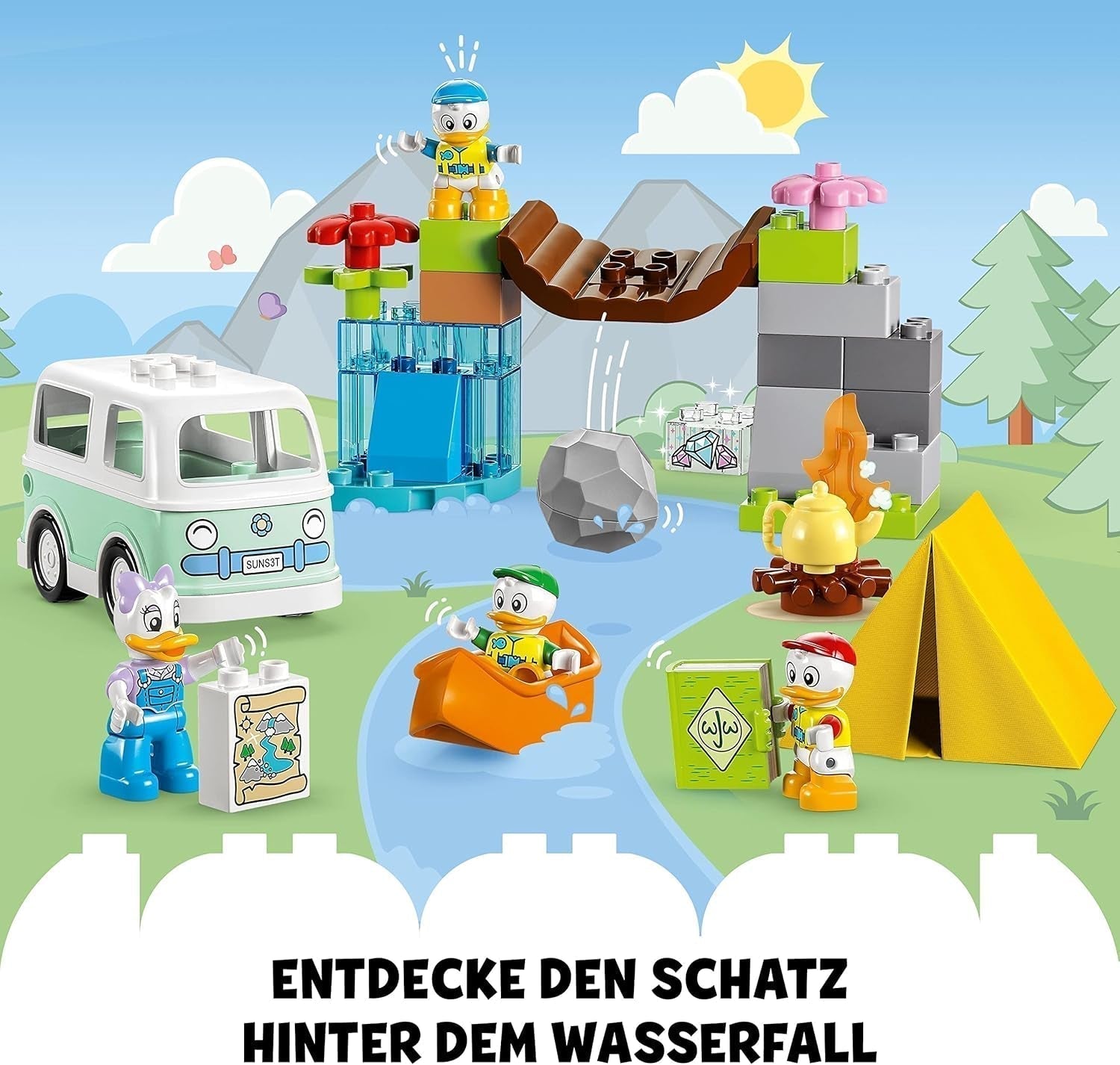 LEGO 10997 DUPLO Disney Mickey en zijn vrienden kampeeravontuurset met camper, kano en Daisy Duck-figuur, bouwspeelgoedcadeau voor peuters vanaf 2 jaar, meisjes en jongens Bouwsets Besuche in LEGO-Store