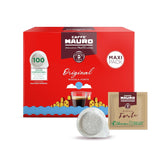 Caffè Mauro Torrefazione Kaffee Kompostierbare Pods, Recyclebare Verpackung, Originele Mischung - 100 stuks - Intensiteit 10/10 - Compatibel met ESE Systeem Papierblokken 44 mm
