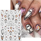 JMEOWIO Nagelsticker Halloween 9 Blatt Nail Art Sticker Selbstklebend Nagelaufkleber Süßes Gespens Kürbis Decoratie Nageldesign Zubehör