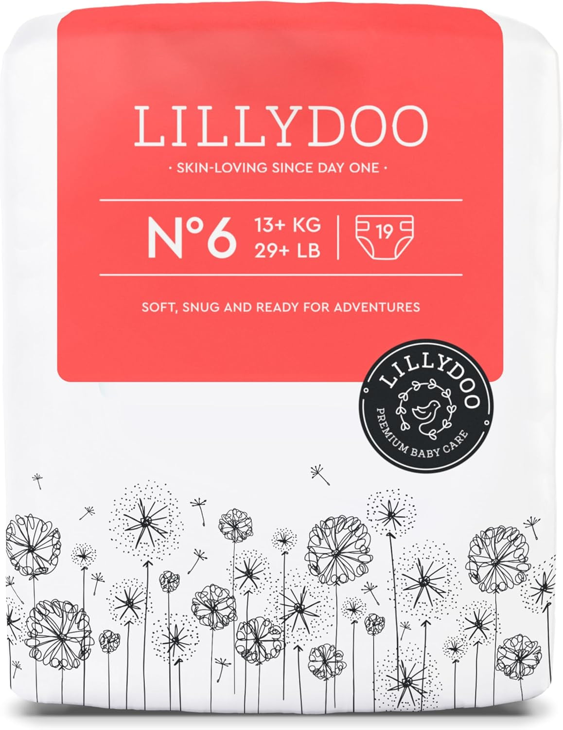 LILLYDOO Babyluiers Huidvriendelijk - Maat 3 (6-10kg), 29 stuks, Betrouwbare lekbescherming, Zacht, Geurvrij en Lotionvrij voor gevoelige huid, Dermatologisch getest