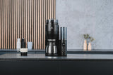 Melitta AromaFresh Therm Pro X - Espressomachine met filter, geïntegreerde molen, afneembaar waterreservoir, roestvrijstalen thermische karaf en timerfunctie, voor maximaal 8 koppen koffie, zwart/zilver