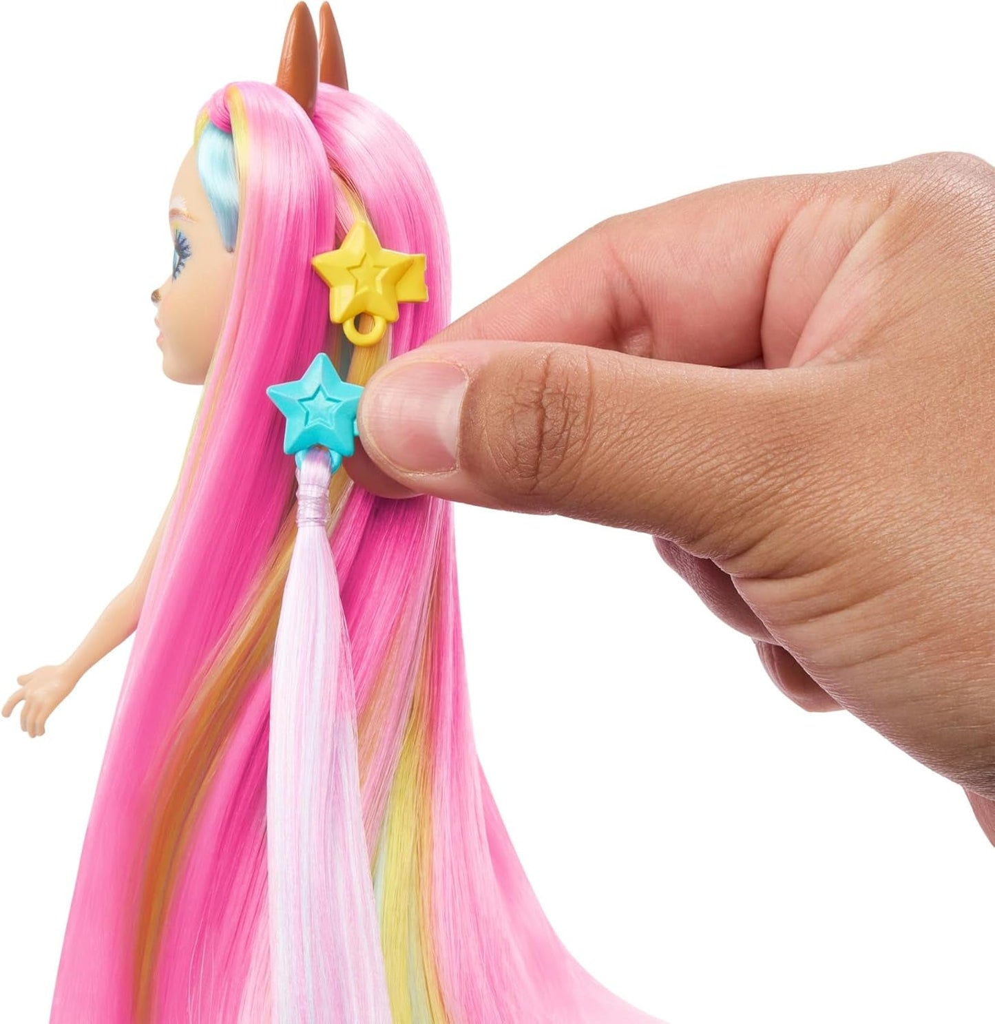 Enchantimals-poppen, Sunshine Beach Deluxe haarpop en dierenvriend, kleine pop met afneembare rok en accessoires, kindercadeaus, HTJ70 Naty Shop-poppen