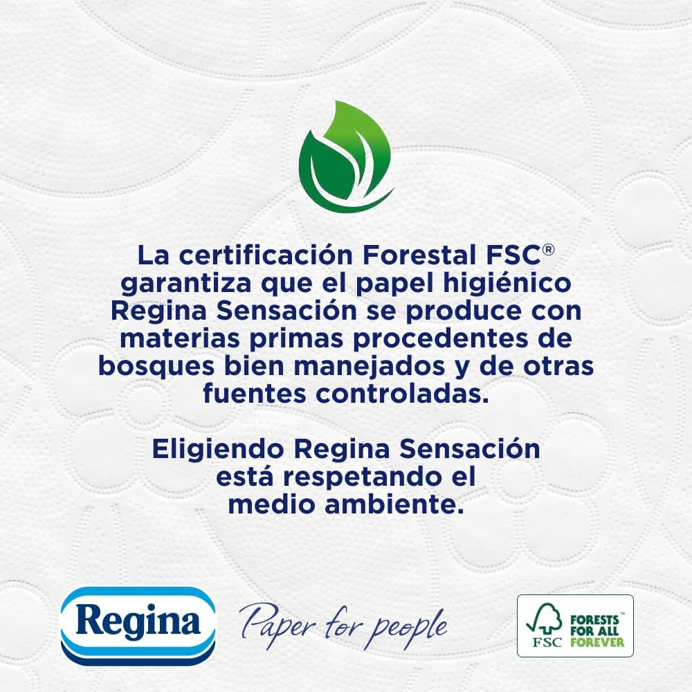 Regina Feeling - 42 rollen toiletpapier, 175 vellen met drie lagen, natuurlijk katoenextract en delicate geur, 60% gerecyclede plastic verpakking, 100% Fsc-gecertificeerd papier