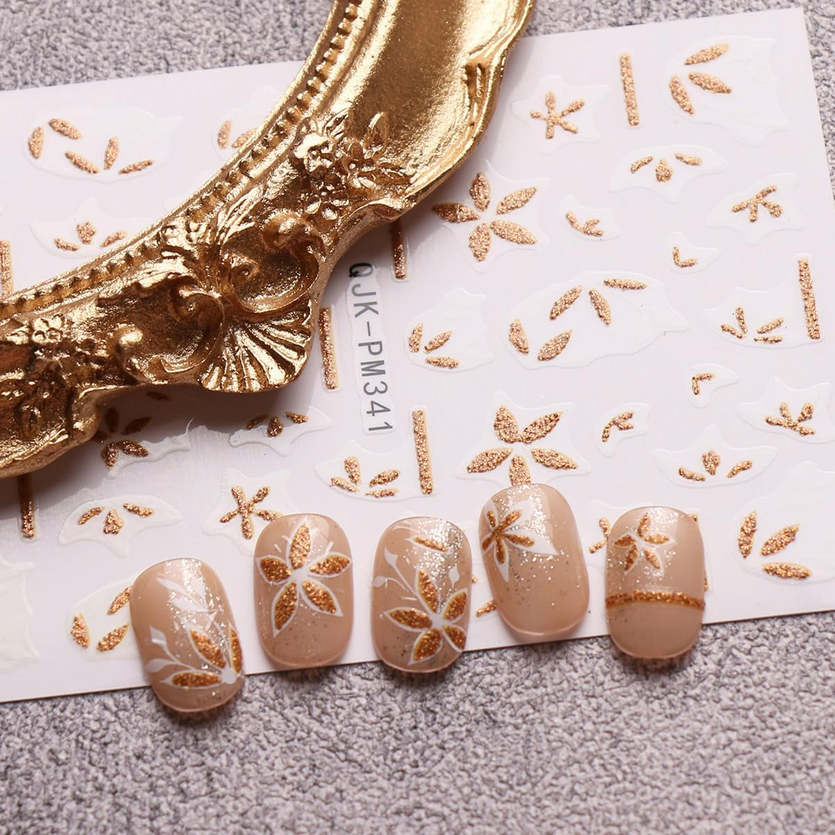 JMEOWIO Nagelsticker Blumen Glitzer 9 Blatt Nail Art Sticker Selbstklebend Nagelaufkleber Frühling Sommer Blumen Decoratie Nageldesign Zubehör