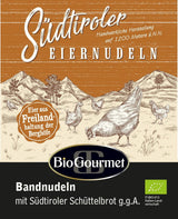 BioGourmet lintnoedels met Schüttelbrot uit Zuid-Tirol (BGA) | Gezouten en gearomatiseerde eiernoedels met echt spek uit Zuid-Tirol | 1 x 250 g Bio