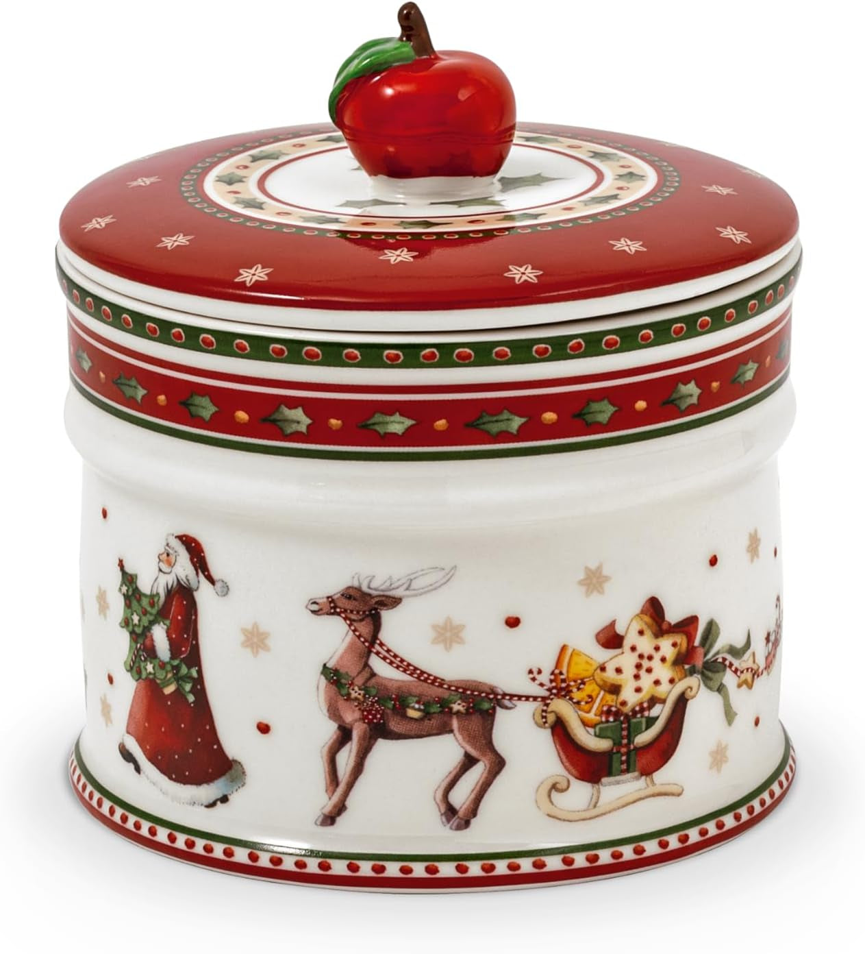 Villeroy & Boch - Winter Bakery Delight kleine opbergdoos, keramische kerstkoekjesdoos, kerstdoos, koekjesdoos, koekjesdoos, keramische doos met deksel, snoepopslag, premium porseleinen voedselbewaardozen Naty Shop S