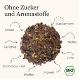 BIO Schoko Chai kruidenthee zonder suiker, met cacaopeulen, kaneel, zoethout en andere aromatische Chai-kruiden, 100 g