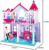 Simba 104661996 - Steffi Love Dreamhouse, groot speelhuis, 4 kamers, GEEN POPPEN, 84 cm hoog, twee niveaus, functionele bel, inklapbare Naty Shop poppenhuizen