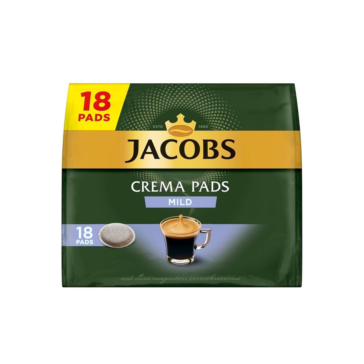 Jacobs Pads Crema Mild, Senseo-compatibele Pads, 5 x 18 Getränke, 90 Kaffeepads