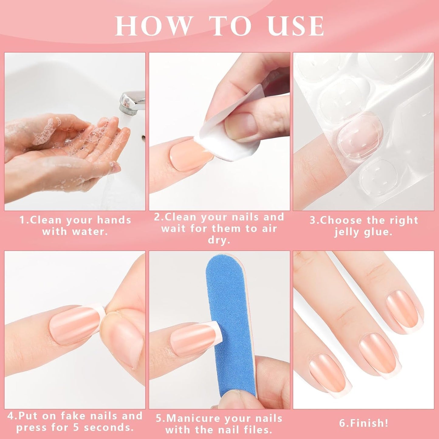 360 stuks Franse kunstnagels Medium rechthoek nepnagels met valse nagelvijl Natuurlijke tips DIY Press On voor dames en vrouwen