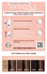 L'Oréal Paris Permanente haarverf voor elke huidtint, kleuring zonder ammoniak, universele nudetinten met volledige dekking van grijs haar, Excellence Creme, nr. 5U Licht kastanje (bruin), 1 st Naty Shop haarverf