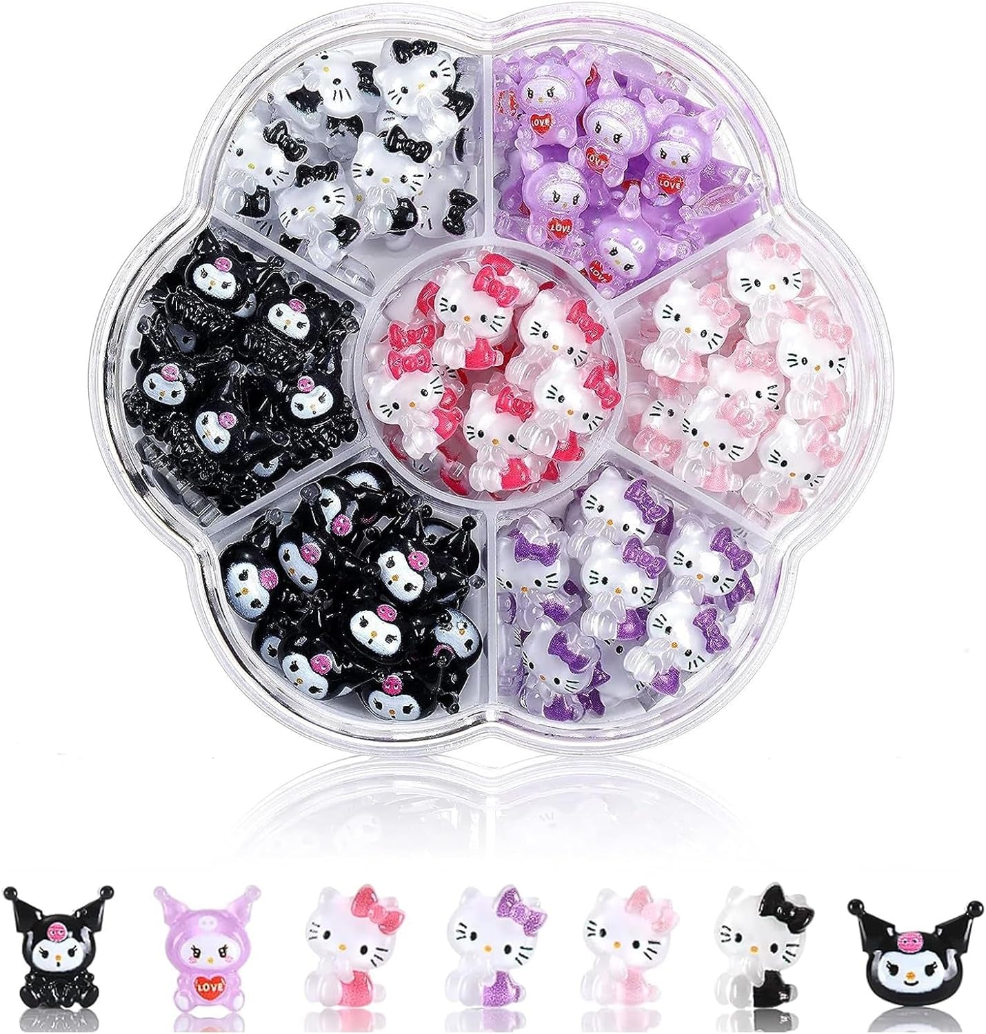 3D kattennagelstickers, nagelglitter, pailletten, harsnagelstickers, nageledelstenen, diamanten voor nagelkunst, inclusief strass nagelwasstick (kleurrijke kat)