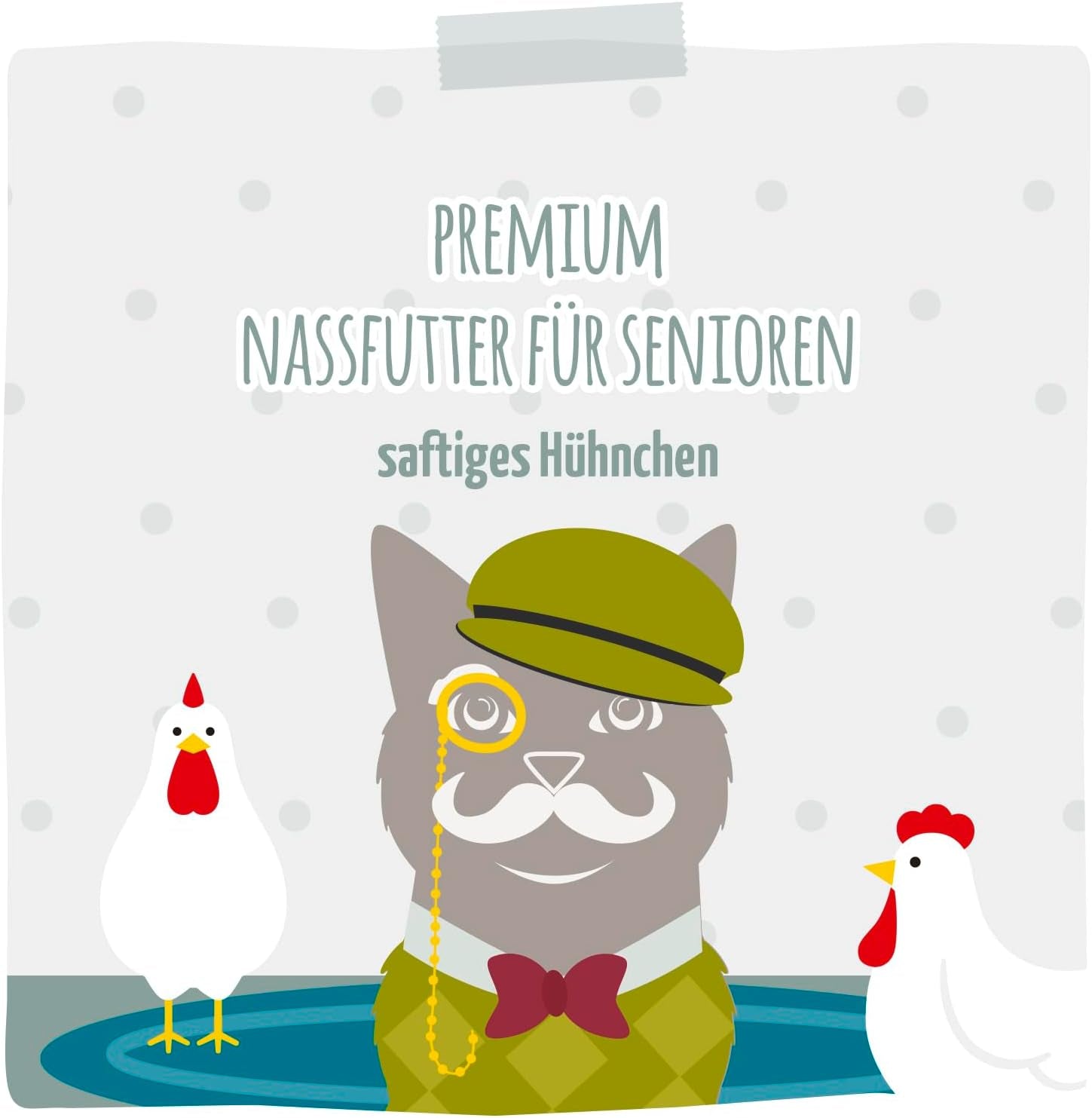MjAMjAM - Premium natvoer voor katten - Senior - sappige kip, verpakking van 6 (6 x 400 g), graanvrij