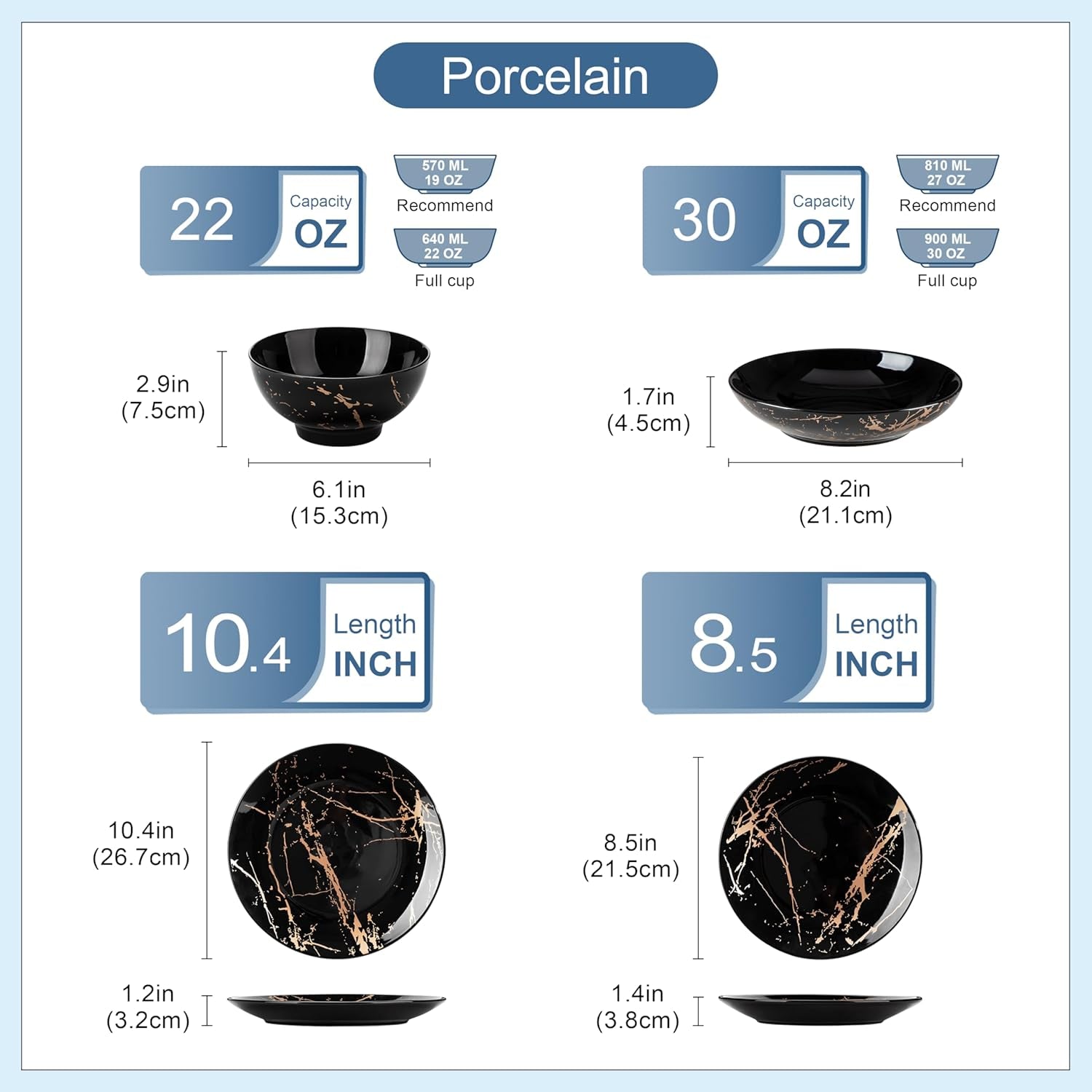 LOVECASA Daphne-serie porseleinen serviesset SWEET 24-delige combinatieset gouden design dinerborden dessertborden ontbijtgranenschalen en dinerborden voor 6 personen