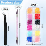 Harz Strasssteine ​​4200 Stuks Strass Kristalle 1Mm-5Mm Gemischte Kinder Bastelsachen Kit Mit Strass Mit Picking Pinzette en Stift Für DIY Nägel Kleidung Kunsthandwerk Gemischt Becher Party (A)