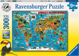 Ravensburger Puzzel voor kinderen - 13257 Dieren over de hele wereld - Wereldkaartpuzzel voor kinderen vanaf 9 jaar, met 300 stukjes in Xxl-formaat Puzzel Naty Shop Standaard titel