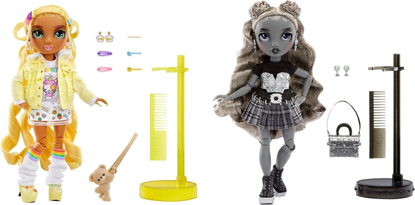 Special Edition Rainbow High Shadow High - Madison Twins Sunny en Luna - 2 modepoppen in gele en grijze designeroutfits, mix & match met accessoires - voor verzamelaars en kinderen van 4-12 jaar
