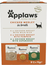Applaws Premium natuurlijk natvoer voor katten, selectie van kip in soep, geportioneerde zakjes van 70 g (12x70 g)
