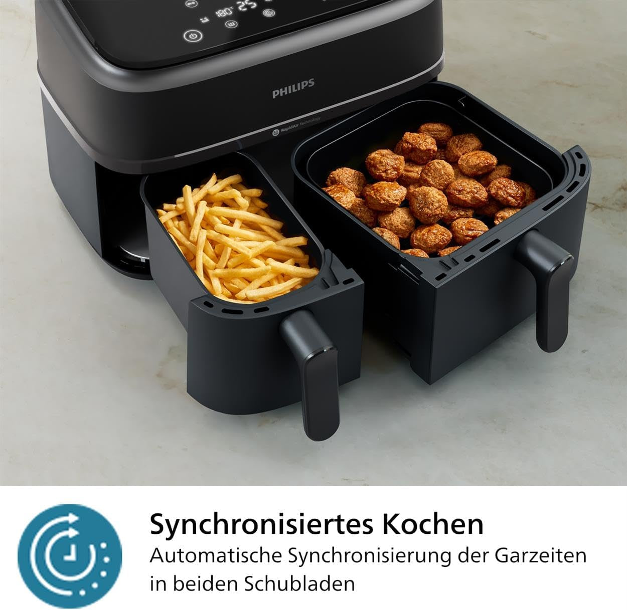 Philips Airfryer Dual Basket 3000 Serie, 9L, 2 manden, 2 borden tegelijk klaar, Rapidair technologie plus hete lucht Apparaten Naty Shop