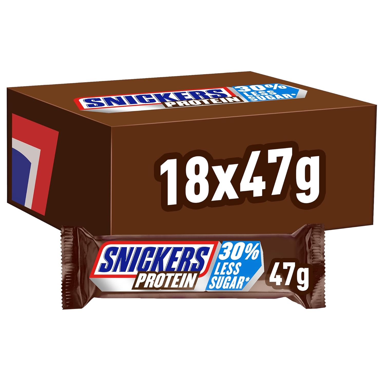 Snickers Eiwitrepen Met Chocolade - Rijke Smaak Met Hazelnootkaramel En Nougat, Bulkverpakking 18x47g