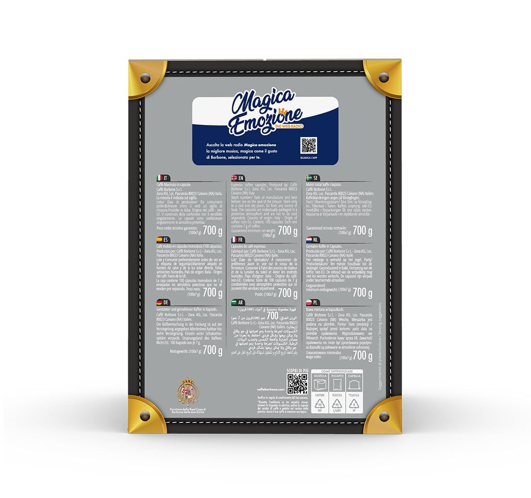 Caffè Borbone Blue Kaffeemischung - 100 Kapseln - Compatibel met Kaffeemaschinen der Marke Lavazza®* Espresso Point®*