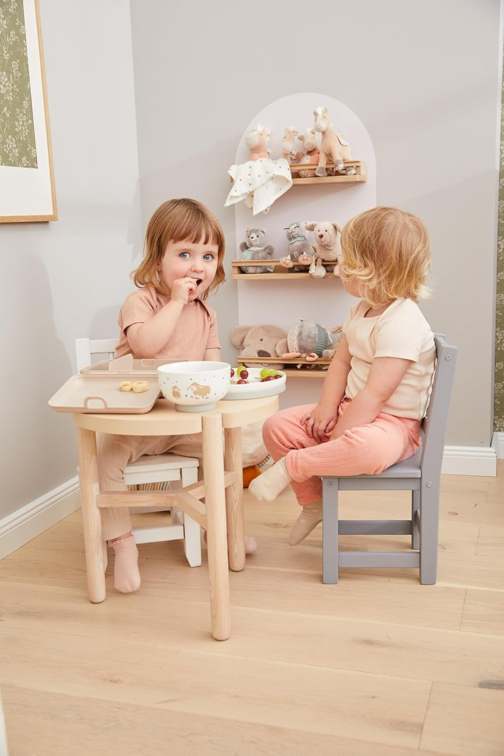 Sterntaler Porseleinen Serviesset Rustiek Design - Antislip en afneembare siliconen basis Serviesset - Baby- en kinderservies met bord, kom van 400 ml en mok van 200 ml, wit