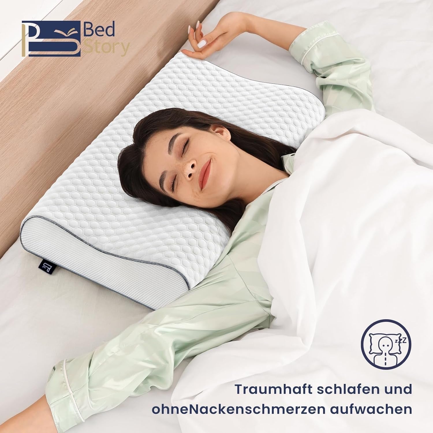 BedStory Memory Foam Kussen, in hoogte verstelbaar neksteunkussen, ergonomisch kussen, zijslaapkussen voor rug- en buikslapers (60x36x12/10cm)